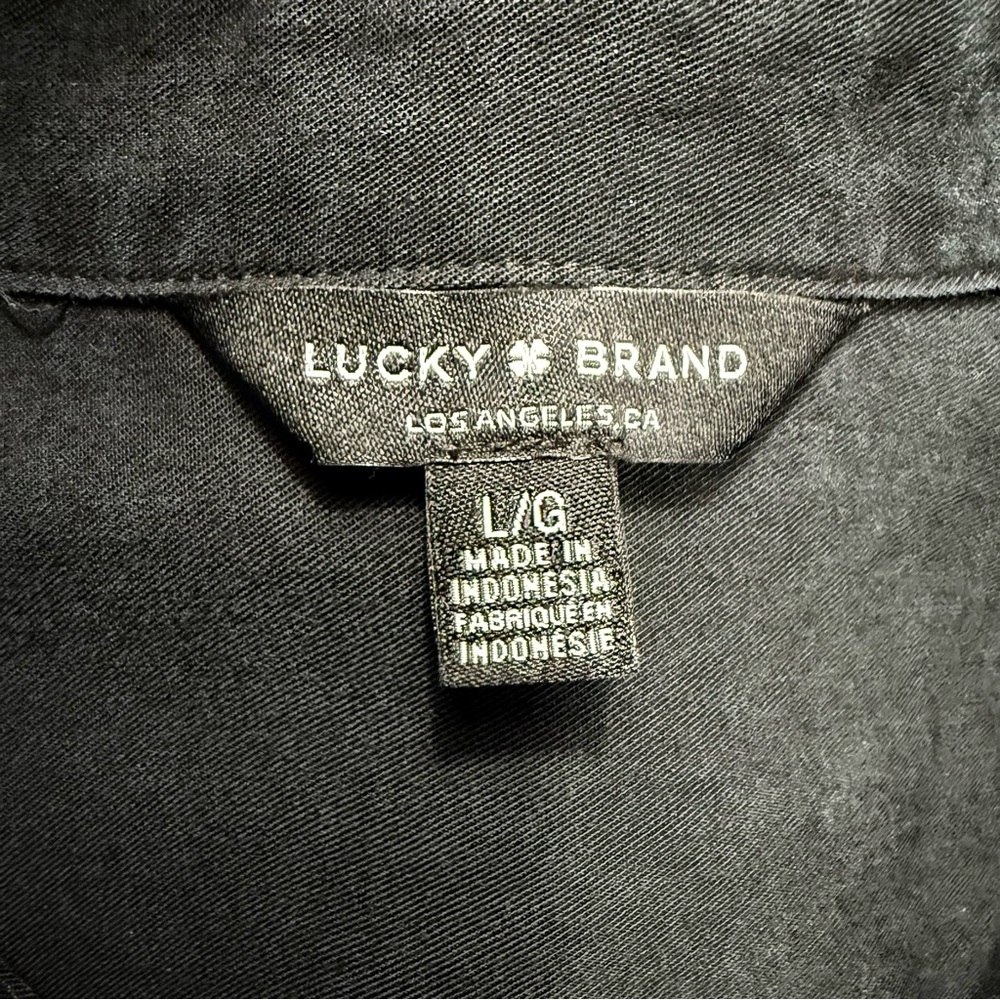 2/$30 Lucky Brand Black Lyocell Button Down Long Sleeve Top Size L #2058 - Picture 4 of 8
